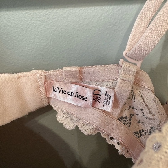 La Vie En Rose Push-up Plunge Demi Pink Lace Bra D32 - Picture 6 of 6